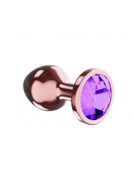 Пробка цвета розового золота с фиолетовым кристаллом Diamond Amethyst Shine S - 7,2 см. - Lola Games - купить с доставкой в Ижевске