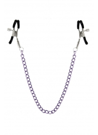 Зажимы для сосков с фиолетовой цепочкой Sweet Caress Nipple Chain - Sweet Caress - купить с доставкой в Ижевске