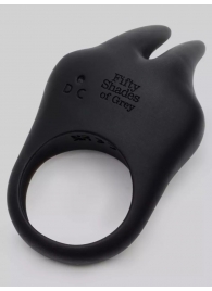 Черное эрекционное виброкольцо Sensation Rechargeable Vibrating Rabbit Love Ring - Fifty Shades of Grey - в Ижевске купить с доставкой