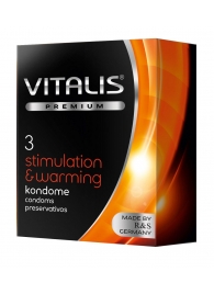 Презервативы VITALIS PREMIUM stimulation   warming с согревающим эффектом - 3 шт. - Vitalis - купить с доставкой в Ижевске