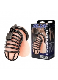 Черная металлическая клетка с замком Deluxe Chastity Cage - BlueLine - купить с доставкой в Ижевске