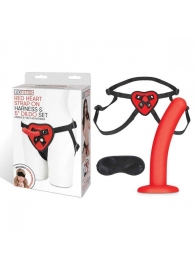 Красный поясной фаллоимитатор Red Heart Strap on Harness   5in Dildo Set - 12,25 см. - Lux Fetish - купить с доставкой в Ижевске