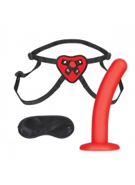 Красный поясной фаллоимитатор Red Heart Strap on Harness   5in Dildo Set - 12,25 см. - Lux Fetish - купить с доставкой в Ижевске