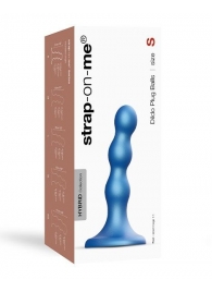 Голубая насадка Strap-On-Me Dildo Plug Balls size S - Strap-on-me - купить с доставкой в Ижевске