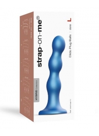 Голубая насадка Strap-On-Me Dildo Plug Balls size L - Strap-on-me - купить с доставкой в Ижевске