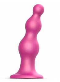 Розовая насадка Strap-On-Me Dildo Plug Beads size S - Strap-on-me - купить с доставкой в Ижевске