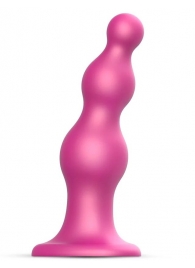 Розовая насадка Strap-On-Me Dildo Plug Beads size L - Strap-on-me - купить с доставкой в Ижевске