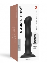 Черная насадка Strap-On-Me Dildo Geisha Balls size M - Strap-on-me - купить с доставкой в Ижевске