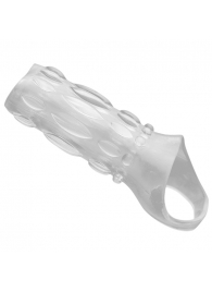 Насадка на пенис с кольцом для мошонки Clear Sensations Enhancer Sex Sleeve - 11,5 см. - XR Brands - в Ижевске купить с доставкой