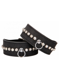 Черные наручники Diamond Studded Wrist Cuffs - Shots Media BV - купить с доставкой в Ижевске