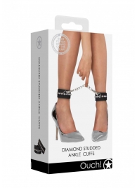 Черные поножи Diamond Studded Ankle Cuffs - Shots Media BV - купить с доставкой в Ижевске