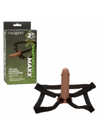 Коричневый фаллопротез Life-Like Extension with Harness - 17,75 см. - California Exotic Novelties - купить с доставкой в Ижевске