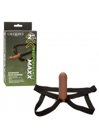 Коричневый фаллопротез из силикона Extension with Harness - 15,75 см. - California Exotic Novelties - купить с доставкой в Ижевске