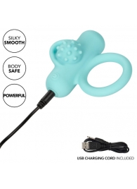 Аквамариновое эрекционное виброкольцо Silicone Rechargeable Nubby Lover’s Delight - California Exotic Novelties - в Ижевске купить с доставкой