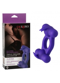 Фиолетовое эрекционное виброкольцо с двумя моторами Silicone Rechargeable Triple Orgasm Enhancer - California Exotic Novelties - в Ижевске купить с доставкой