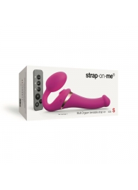 Ярко-розовый безремневой страпон Multi Orgasm Size S с клиторальной стимуляцией - Strap-on-me - купить с доставкой в Ижевске