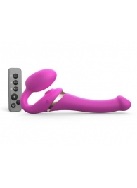 Ярко-розовый безремневой страпон Multi Orgasm Size S с клиторальной стимуляцией - Strap-on-me - купить с доставкой в Ижевске