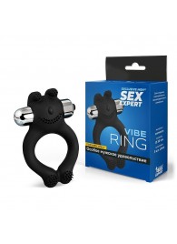 Черное силиконовое эрекционное виброкольцо Sex Expert - Sex Expert - в Ижевске купить с доставкой