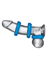 Комплект из трех голубых эрекционных колец 3-Pack Ribbed Rider Cock Ring Set - BlueLine - в Ижевске купить с доставкой