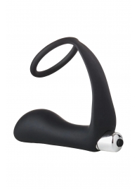 Черное эрекционное кольцо с вибропробкой Vibrating Anal Plug With Cockring - Dream Toys - в Ижевске купить с доставкой