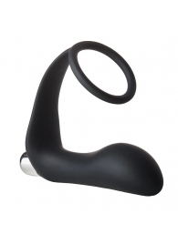 Черное эрекционное кольцо с вибропробкой Vibrating Anal Plug With Cockring - Dream Toys - в Ижевске купить с доставкой