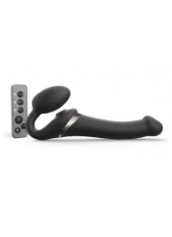 Черный безремневой страпон Multi Orgasm Size M с клиторальной стимуляцией - Strap-on-me - купить с доставкой в Ижевске