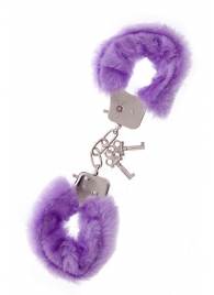 Фиолетовые меховые наручники METAL HANDCUFF WITH PLUSH LAVENDER - Dream Toys - купить с доставкой в Ижевске