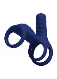 Синяя вибронасадка на пенис Vibrating Penis Sling - Baile - в Ижевске купить с доставкой