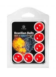 Набор из 6 шариков с массажным маслом Brazilian Balls с охлаждающим и разогревающим эффектом - Secret Play - купить с доставкой в Ижевске