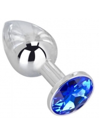 Анальное украшение BUTT PLUG  Small с синим кристаллом - 7 см. - Anal Jewelry Plug - купить с доставкой в Ижевске