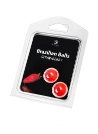 Набор из 2 шариков с массажным маслом Brazilian Balls с ароматом клубники - Secret Play - купить с доставкой в Ижевске