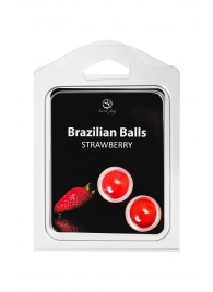 Набор из 2 шариков с массажным маслом Brazilian Balls с ароматом клубники - Secret Play - купить с доставкой в Ижевске