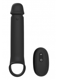 Черная насадка-удлинитель с вибрацией Vibrating Extender With Remote - Dream Toys - в Ижевске купить с доставкой