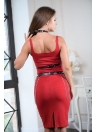 Черно-серебристая портупея-юбка plus size с цепочками - БДСМ Арсенал - купить с доставкой в Ижевске