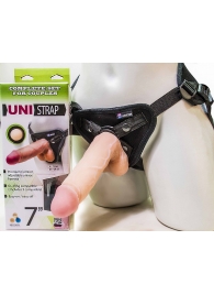 Страпон-унисекс с двумя насадками UNI strap 7  Harness - 19 и 16 см. - LOVETOY (А-Полимер) - купить с доставкой в Ижевске