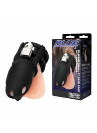 Черная клетка для пениса Silicone Small 2 in Cock Cage With Ball Divider - BlueLine - купить с доставкой в Ижевске