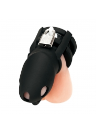 Черная клетка для пениса Silicone Small 2 in Cock Cage With Ball Divider - BlueLine - купить с доставкой в Ижевске