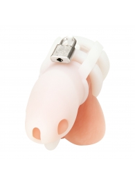 Белая клетка для пениса Silicone Small 2 in Cock Cage With Ball Divider - BlueLine - купить с доставкой в Ижевске