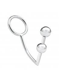Кольцо на пенис с анальным стимулятором Two Bead Stainless Steel Anal Hook   Cock Ring - BlueLine - в Ижевске купить с доставкой