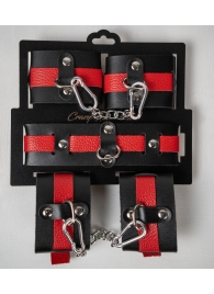 Черно-красный набор фиксаций: наручники, оковы и ошейник - Crazy Handmade - купить с доставкой в Ижевске