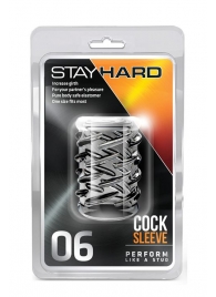 Прозрачная насадка с объёмными чёрточками STAY HARD COCK SLEEVE 06 CLEAR - Blush Novelties - в Ижевске купить с доставкой