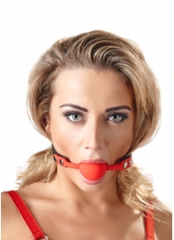 Силиконовый кляп-шар на чёрных ремешках Red Gag silicone - Orion - купить с доставкой в Ижевске