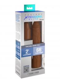 Коричневая насадка на член 2  Silicone X-tension - 20,3 см. - Pipedream - в Ижевске купить с доставкой