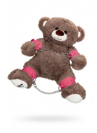 Бондажный набор: бурый мишка с розовыми оковами и наручниками - Pecado - купить с доставкой в Ижевске