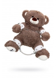 Бондажный набор: бурый мишка с белыми оковами и наручниками - Pecado - купить с доставкой в Ижевске