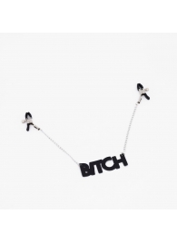 Зажимы на соски с кожаной подвеской Bitch - Crazy Handmade - купить с доставкой в Ижевске