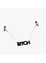 Зажимы на соски с кожаной подвеской Bitch - Crazy Handmade - купить с доставкой в Ижевске