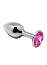 Серебристая анальная втулка Mini Metal Butt Plug Size M с розовым кристаллом - Adrien Lastic в Ижевске Серебристая анальная втулка Mini Metal Butt Plug Size M с розовым кристаллом - Adrien Lastic