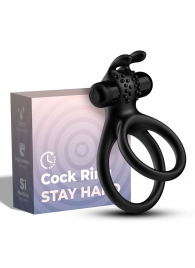 Черное эрекционное виброкольцо с подхватом мошонки Stay Hard - Boys of Toys - в Ижевске купить с доставкой