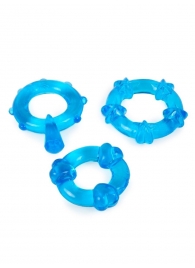 Набор из 3 синих эрекционных колец с различным рельефом - Erowoman-Eroman - в Ижевске купить с доставкой